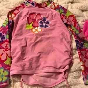 Bundle of  2 Girls LS rash guards swim tops 5T